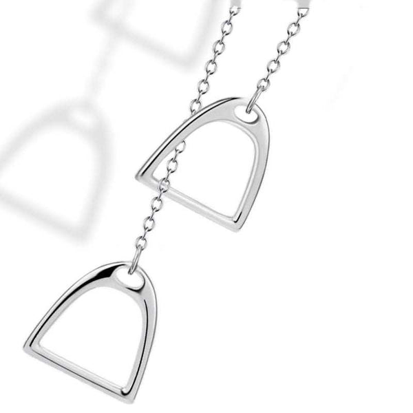 Collier pendentif aux 2 étriers de cheval - Argent massif