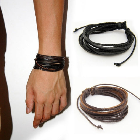 Copy of Bracelet cuir Fashion mode - lanières et ficelles cirées