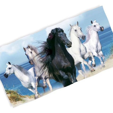Serviettes drap de plage 75 x 150 cm imprimé de chevaux sur la plage