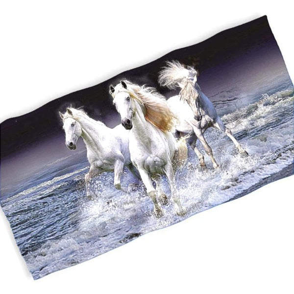 Serviettes drap de plage 75 x 150 cm imprimé de chevaux sur la plage