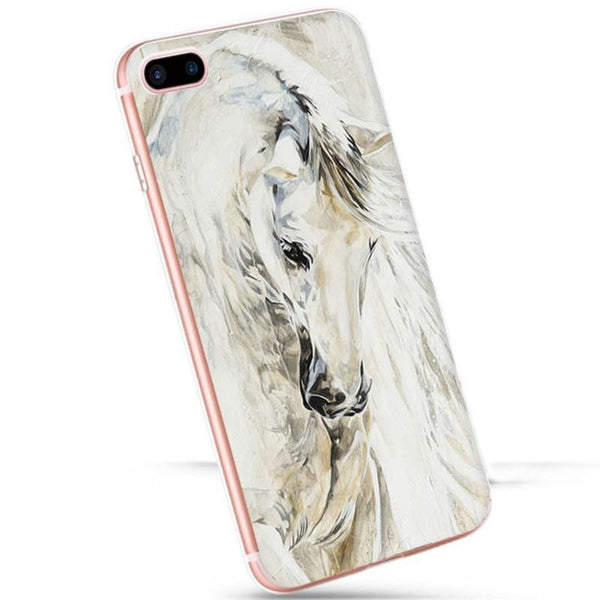 Coque Cheval blanc peinture d'art pour iPhone 5 et 6