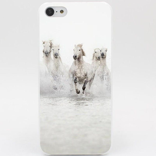 Coque de protection Chevaux blancs au galop pour iPhone 5, 6, 6+, 7, 7+