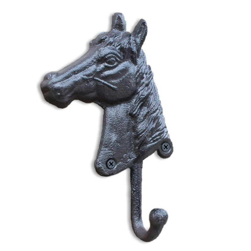 Tête de cheval dans un fer à cheval, silhouette en bois découpé -   France
