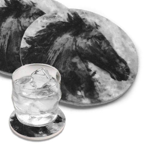 Dessous de verre Cheval noir et blanc