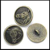 20 boutons tête de cheval - bronze 15 mm_