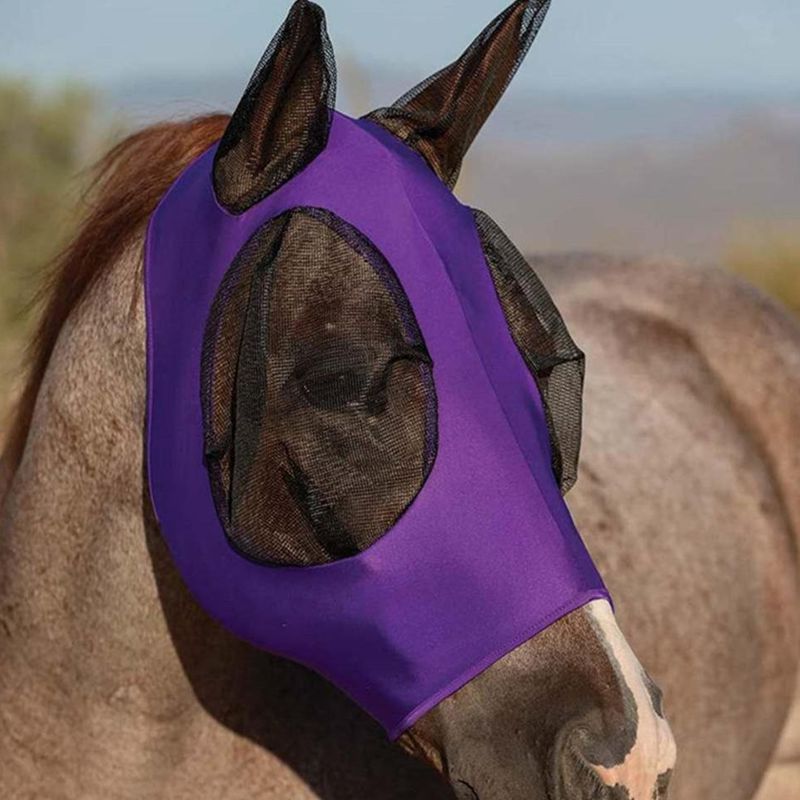 Masque Anti-mouches Pour Chevaux Avec Protection Des Oreilles - Maille Fine Respirante - Protection UV Et Contre Les Insectes - Taille Unique Ajustable