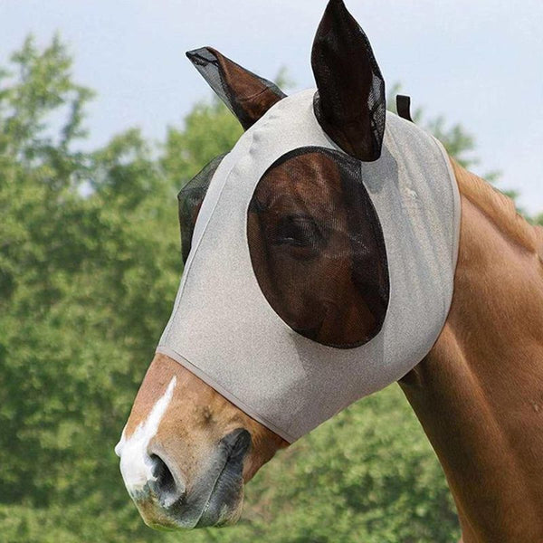 Masque cagoule anti-mouches pour cheval