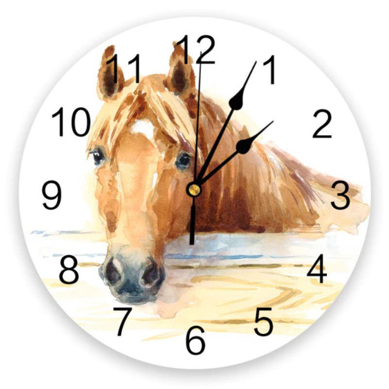 Horloge Murale Ronde En Forme De Cheval Blanc Silencieuse À Piles Horloge Murale Ronde En Forme De Cheval Blanc Silencieuse À Piles