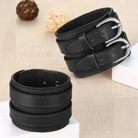 Bracelet cuir double-boucles ceinture