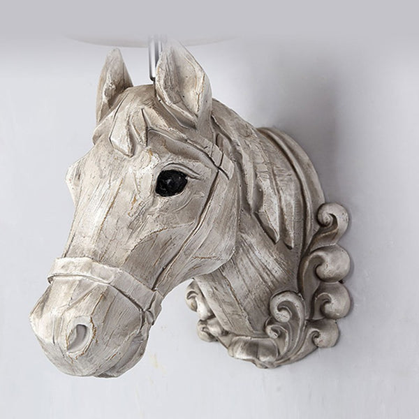Objet déco Luminaire Applique Tête de cheval en résine effet bois sculpté
