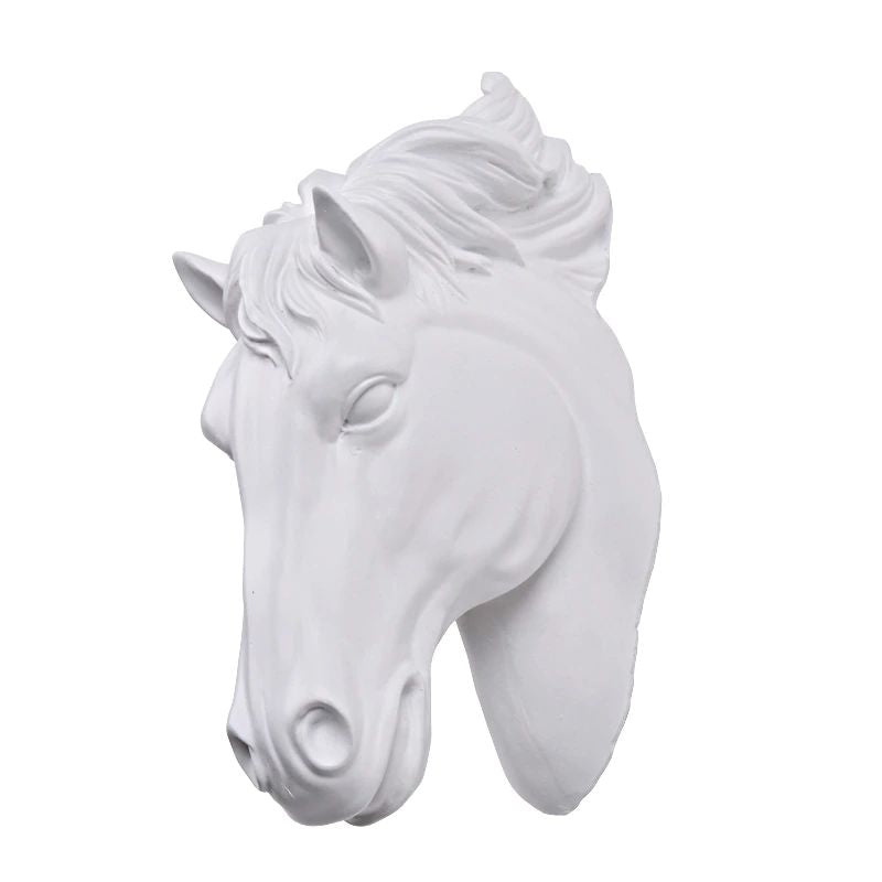 Objet déco Applique tête de Cheval en résine effet pierre blanc ou noir