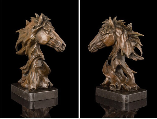 Objet déco Oeuvre d'art Tête de cheval travaillée bronze