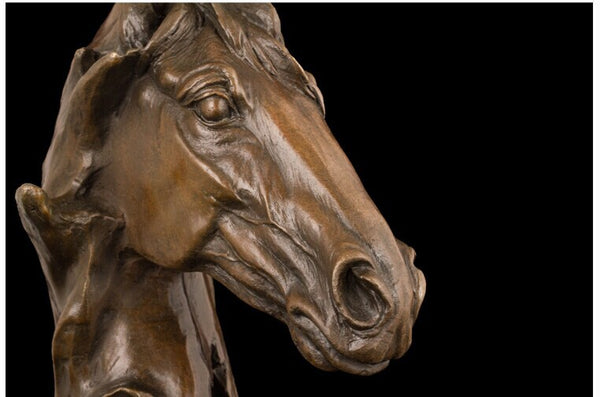 Objet déco Oeuvre d'art Tête de cheval travaillée bronze