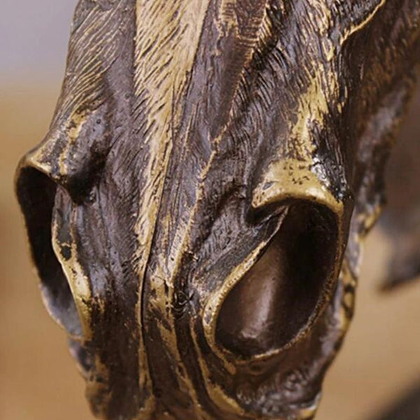 Oeuvre d'art Tête de cheval Sculpture en résine effet pierre ou bronze_