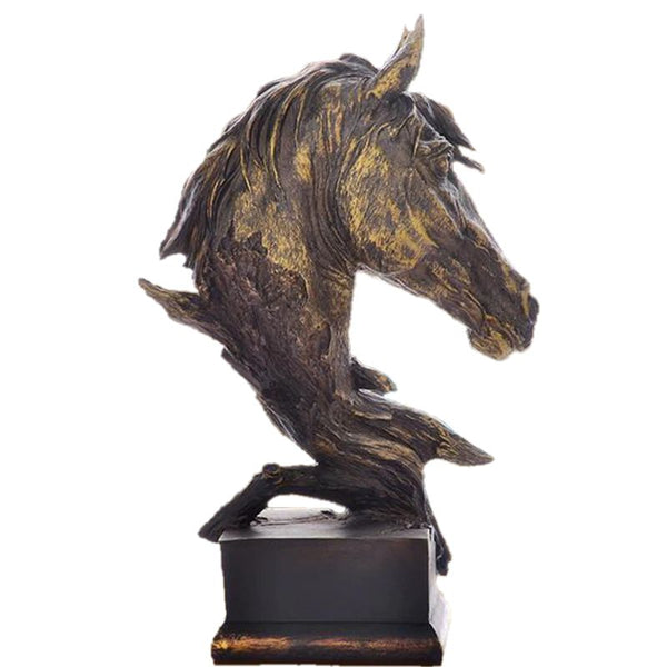 Oeuvre d'art Tête de cheval Sculpture en résine effet pierre ou bronze