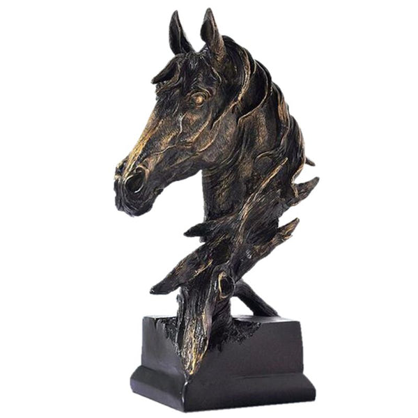 Oeuvre d'art Tête de cheval Sculpture en résine effet pierre, bronze ou acier