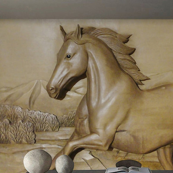 Poster mural imprimé HD - Cheval effet sculpture relief 3D