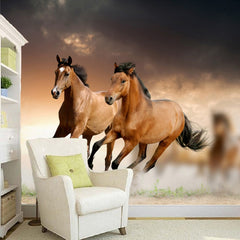 Poster mural imprimé HD - Cheval marrons au galop