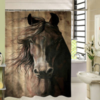 Rideaux de douche imprimés HD Tête de cheval marron