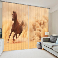 Rideaux imprimés HD Cheval marrons au galop sur le sable