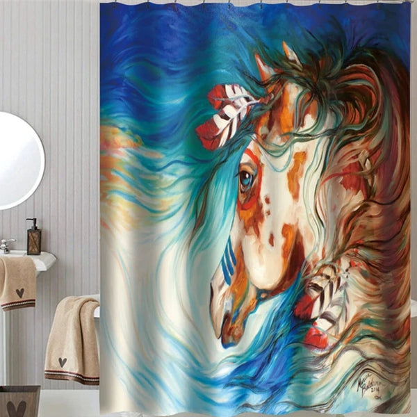 Rideaux de douche imprimés HD Cheval aux peintures indiennes
