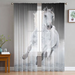 Rideaux voilage imprimés HD Cheval blanc