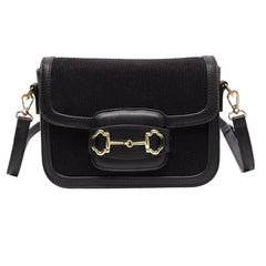 Sac Sacoche bandoulière à rabat velouté gaufré Boucle mors de cheval