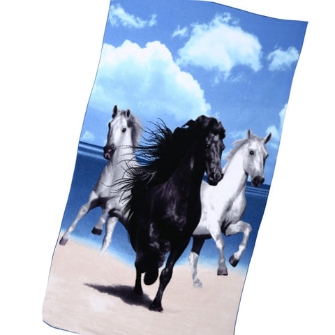 Serviettes drap de plage 100 x 180 cm imprimé de chevaux sur la plage