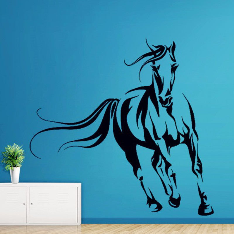 Sticker mural miroir Déco cheval au galop PVC semi-rigide