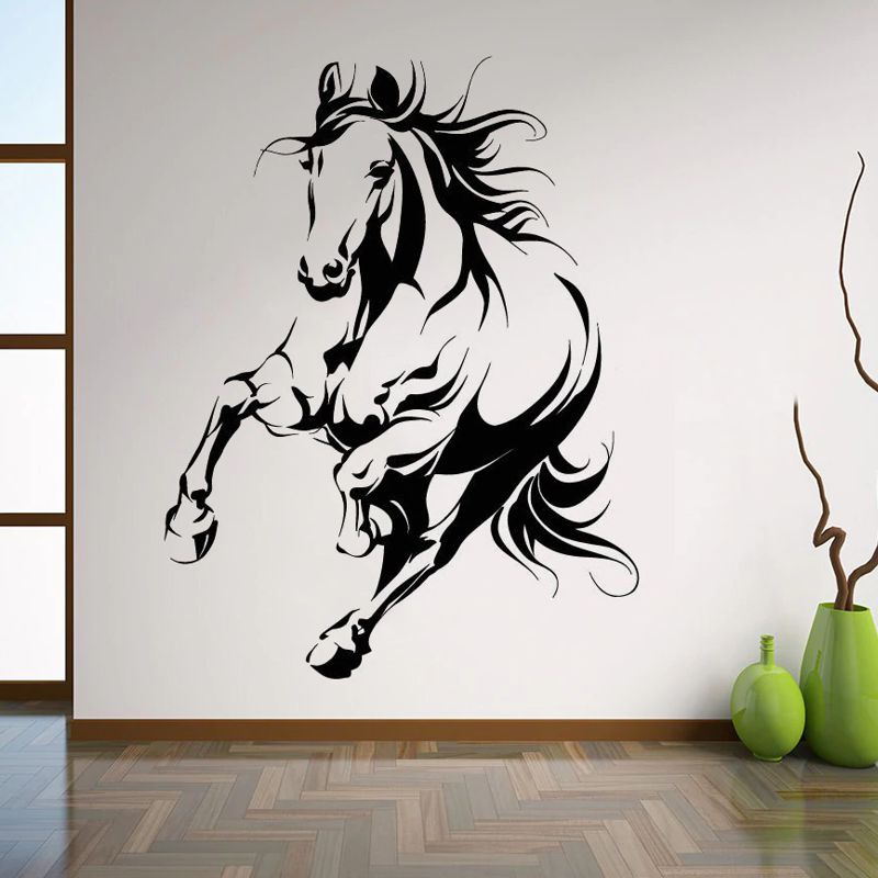 Sticker mural miroir Déco cheval au galop PVC semi-rigide