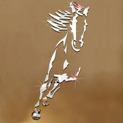Sticker mural miroir Déco cheval au galop PVC  semi-rigide