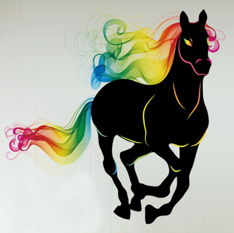 Sticker mural Déco cheval noir couleurs 90 x 90 cm