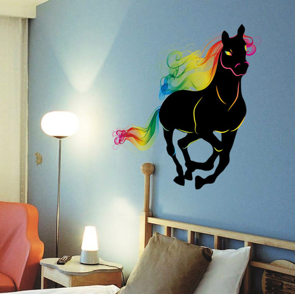 Sticker mural Déco cheval noir couleurs 90 x 90 cm