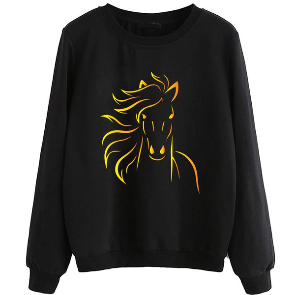 Sweat-shirt avec ou sans capuche - Impression Cheval couleur