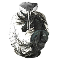 Sweat-shirt à capuche - Impression Cheval noir apache