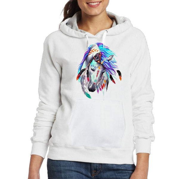 Sweat-shirt avec ou sans capuche - impression artistique cheval Apache