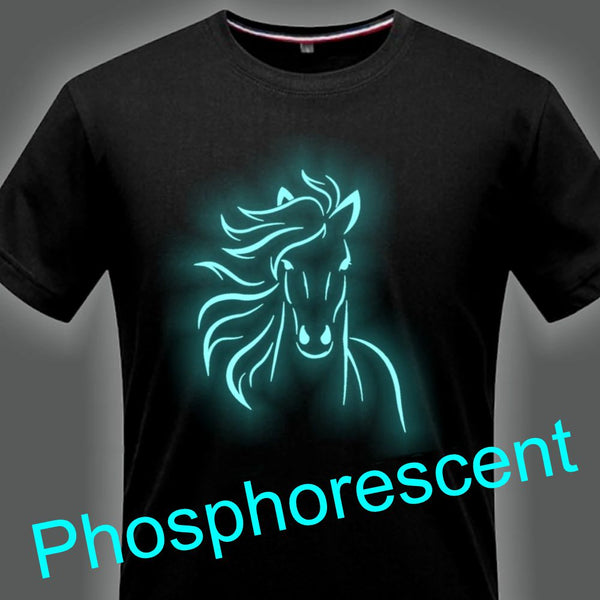 T-Shirt - Impression Cheval - Encre phosphorescente