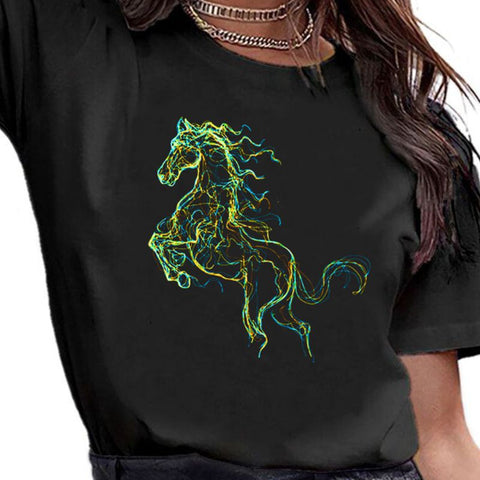 T-shirt Fille Et Cheval – Motif équestre Pour L'écurie Et L'équitation – Coupe Classique Légère En Coton - 8