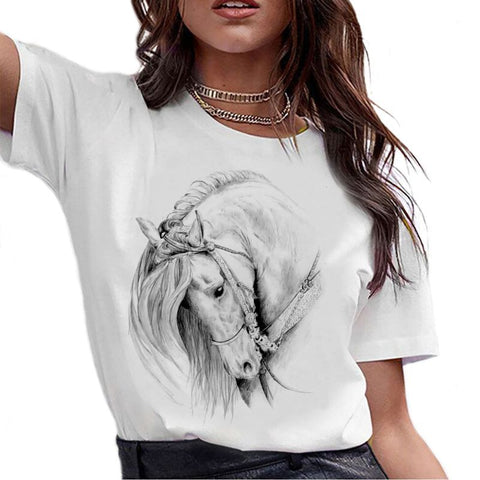 T-Shirt - Impression Cheval dessiné
