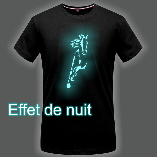 T-Shirt - Impression Cheval sport - Encre phosphorescente