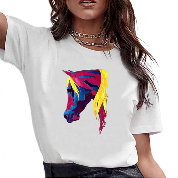 T-Shirt - Impression Tête de cheval peinture