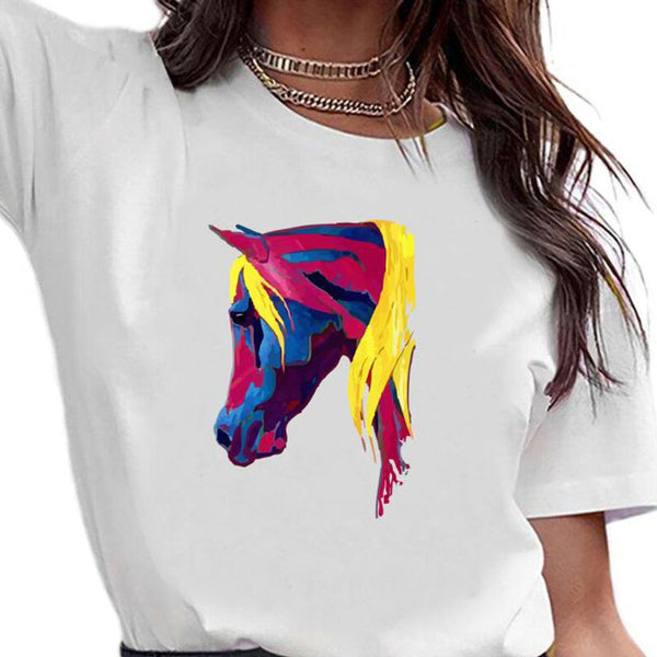T-Shirt - Impression Tête de cheval peinture