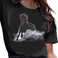 T-Shirt - Imprimé cheval noir