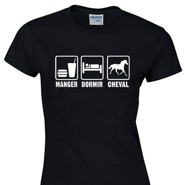 T-Shirt - Imprimé humoristique - Eat Sleep Horse