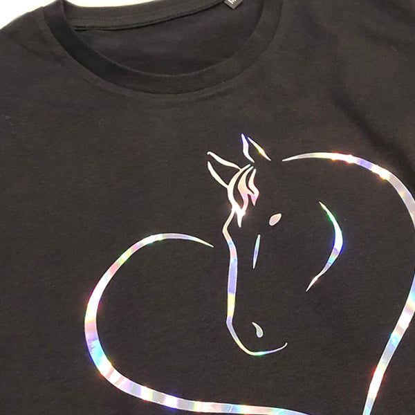 T-Shirt - Transfert Holographique Coeur cheval