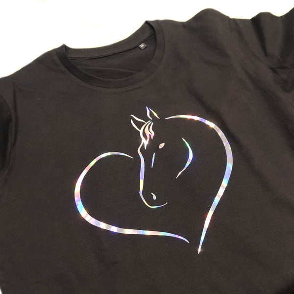 T-Shirt - Transfert Holographique Coeur cheval