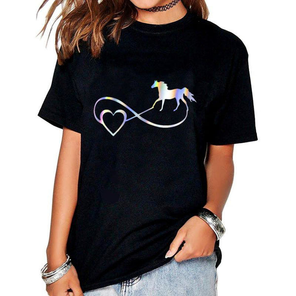 T-Shirt - Transfert Holographique Love infini cheval