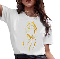 T-Shirt - Transfert Paillettes Cheval longue crinière