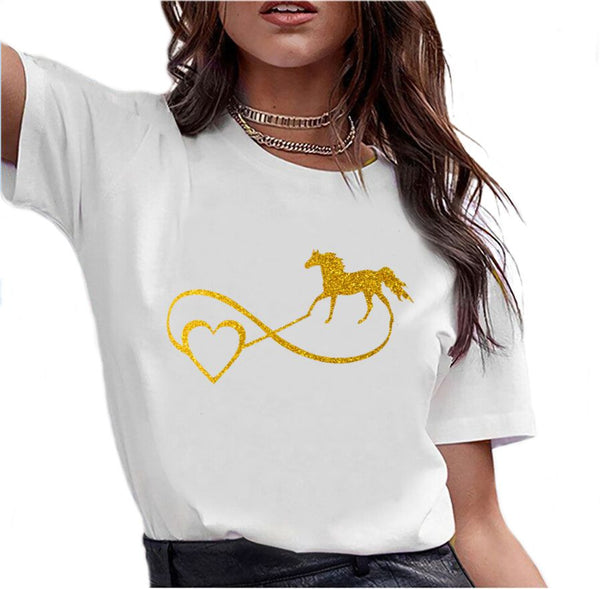 T-Shirt - Transfert Paillettes Love infini cheval