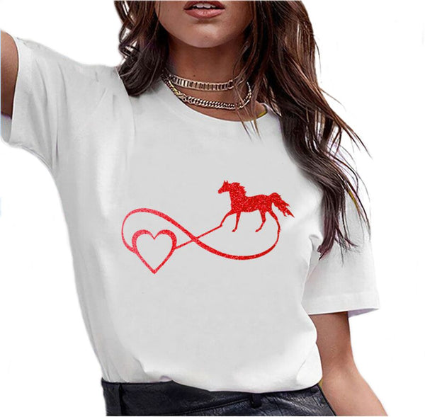T-Shirt - Transfert Paillettes Love infini cheval